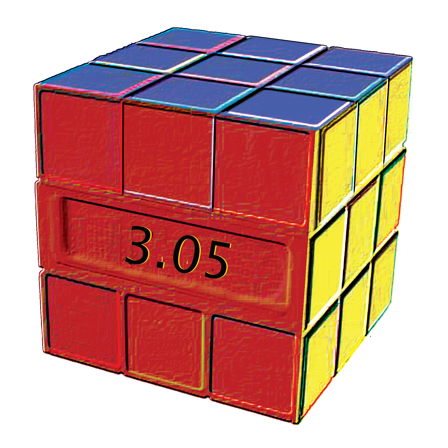 Logo przedstawia kostkę Rubika z aktualnym rekordem świata 3.05